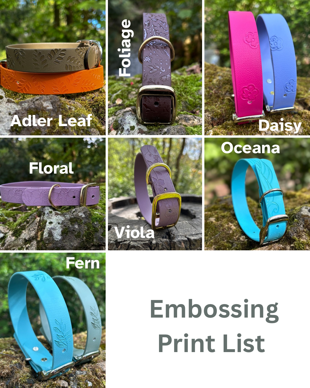 Embossed Waterproof Dog Collar