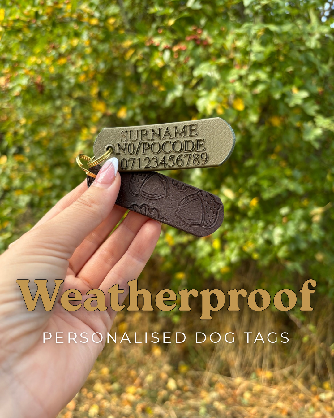 Waterproof Embossed Personalised Dog Tag