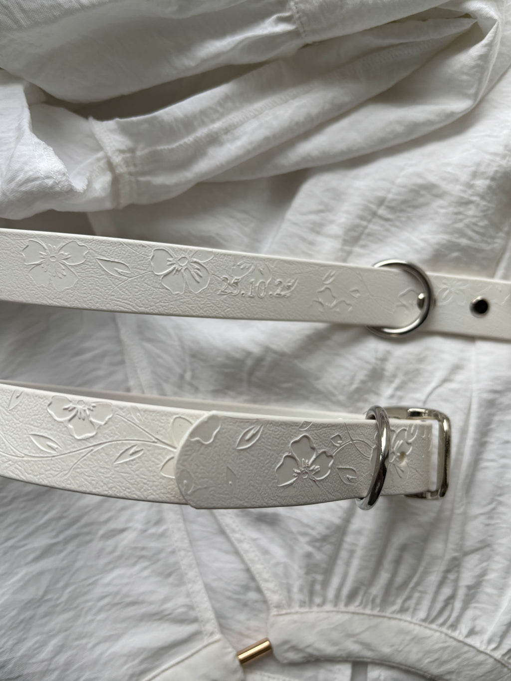 White Embossed Wedding / Proposal Dog Collar